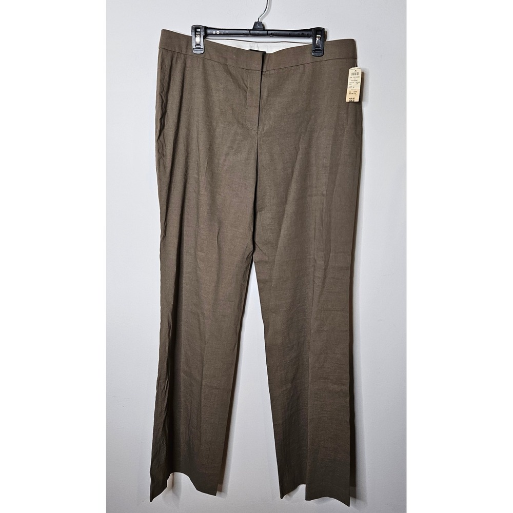 Elie Tahari Vintage Bergdorf Goodman Linen Dress Pants‎ Straight Career Brown 14